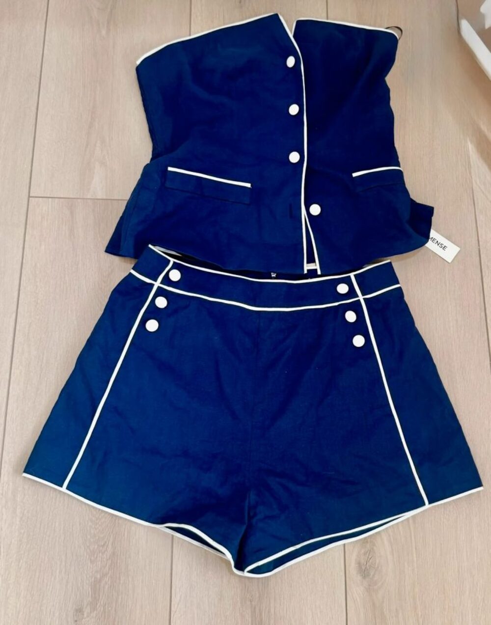 Commense Casual Cotton Linen Strapless Top & Shorts Set